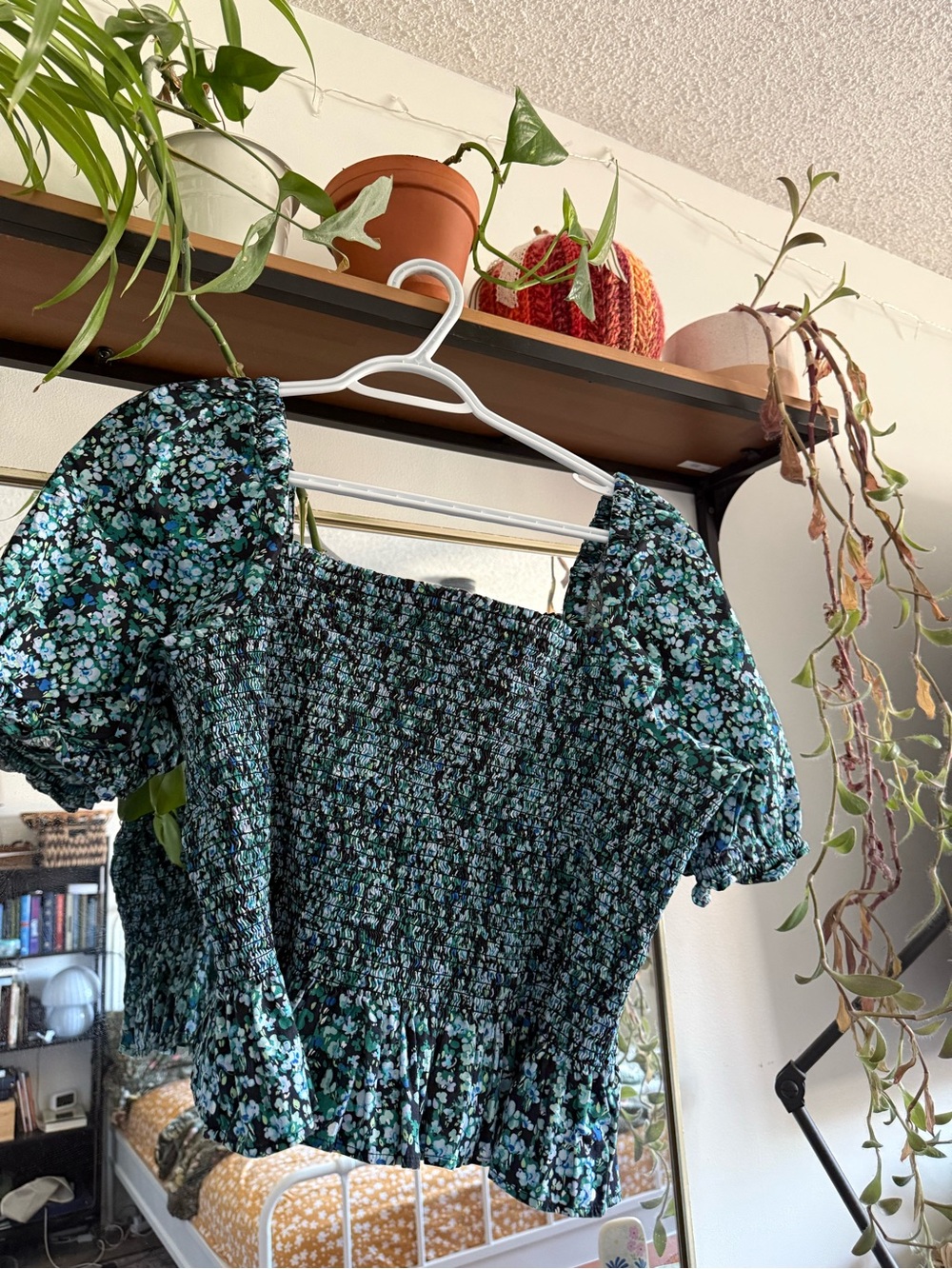 J Crew Cropped Smocked Top